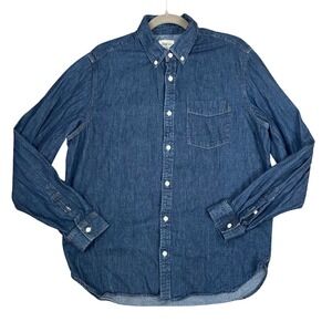 Gap 1969 Mens Denim Shirt Large Dark Rinse Blue Long Sleeve Standard Fit 843237
